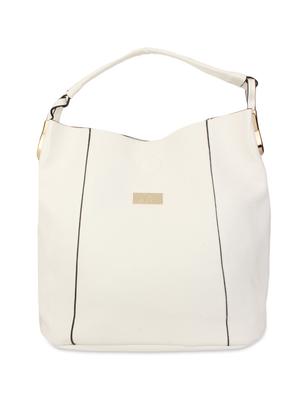 white textured faux leather handbag with pouch - 9704390 - Standard Image - 6