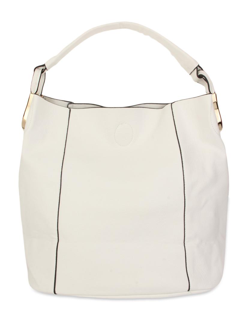 white textured faux leather handbag with pouch - 9704390 - Zoom Image - 2