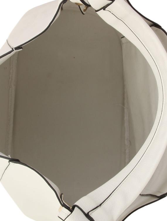 white textured faux leather handbag with pouch - 9704390 - Zoom Image - 3