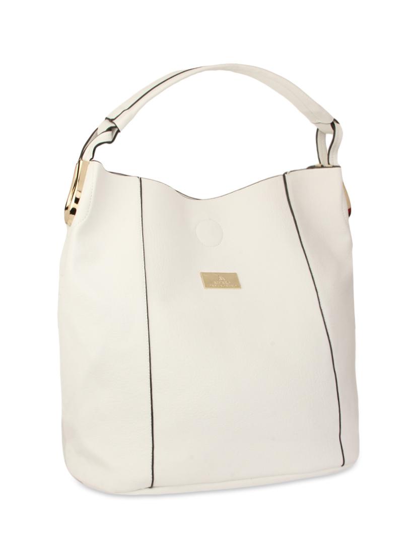 white textured faux leather handbag with pouch - 9704390 - Zoom Image - 5