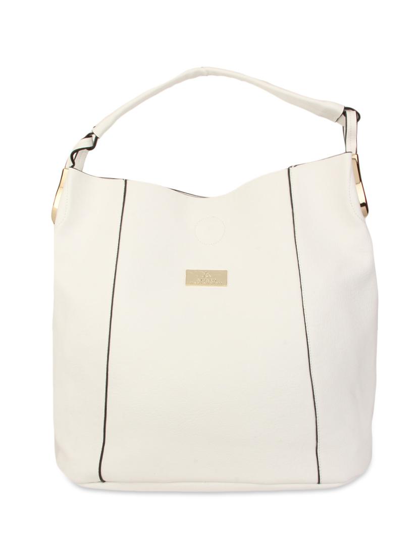 white textured faux leather handbag with pouch - 9704390 - Zoom Image - 6
