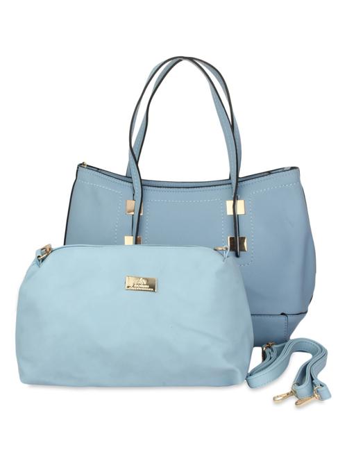 blue faux leather handbag with pouch - 9704392 - Standard Image - 1
