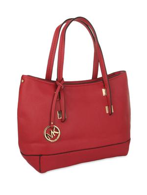maroon faux leather handbag with pouch - 9704393 - Standard Image - 5