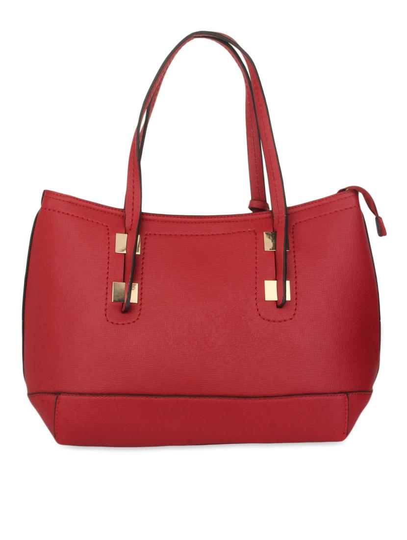 maroon faux leather handbag with pouch - 9704393 - Zoom Image - 2
