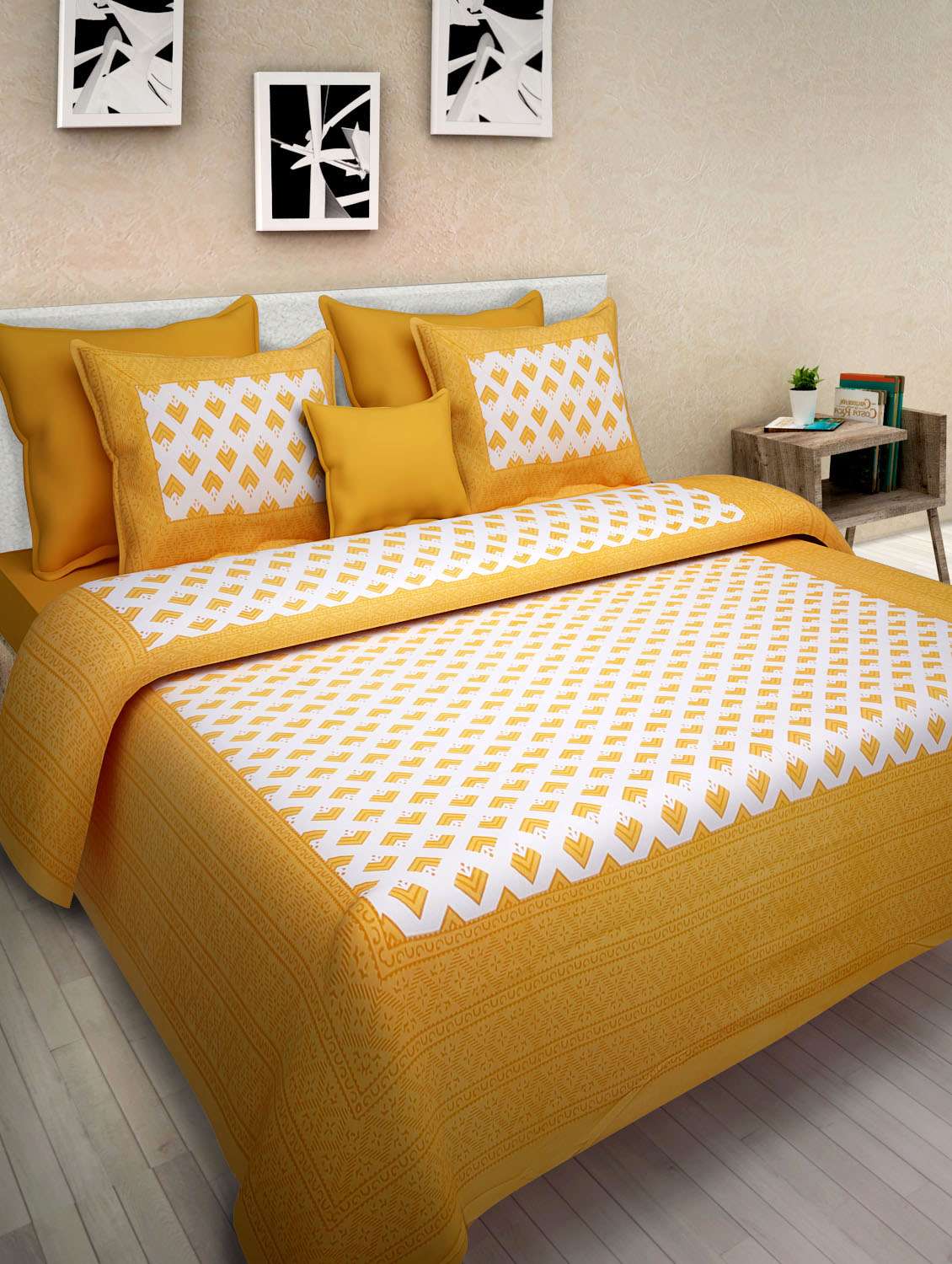 Buy Pure Cotton 1 Double Bed Sheet With 2 Pillow Cover by Uniqchoice