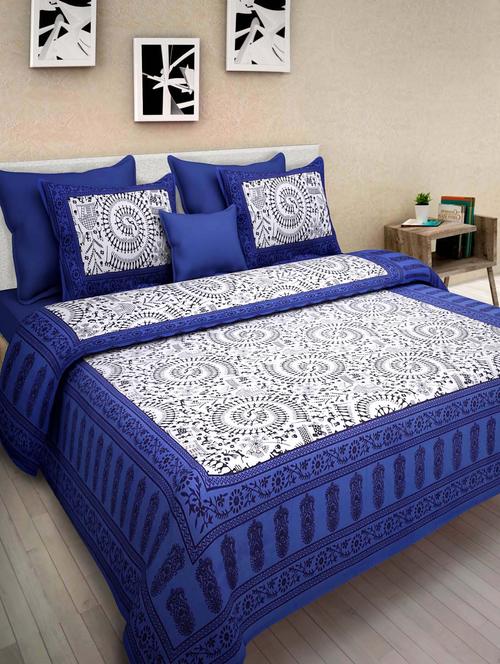 pure cotton 1 double bed sheet with 2 pillow cover - 9706141 - Standard Image - 1