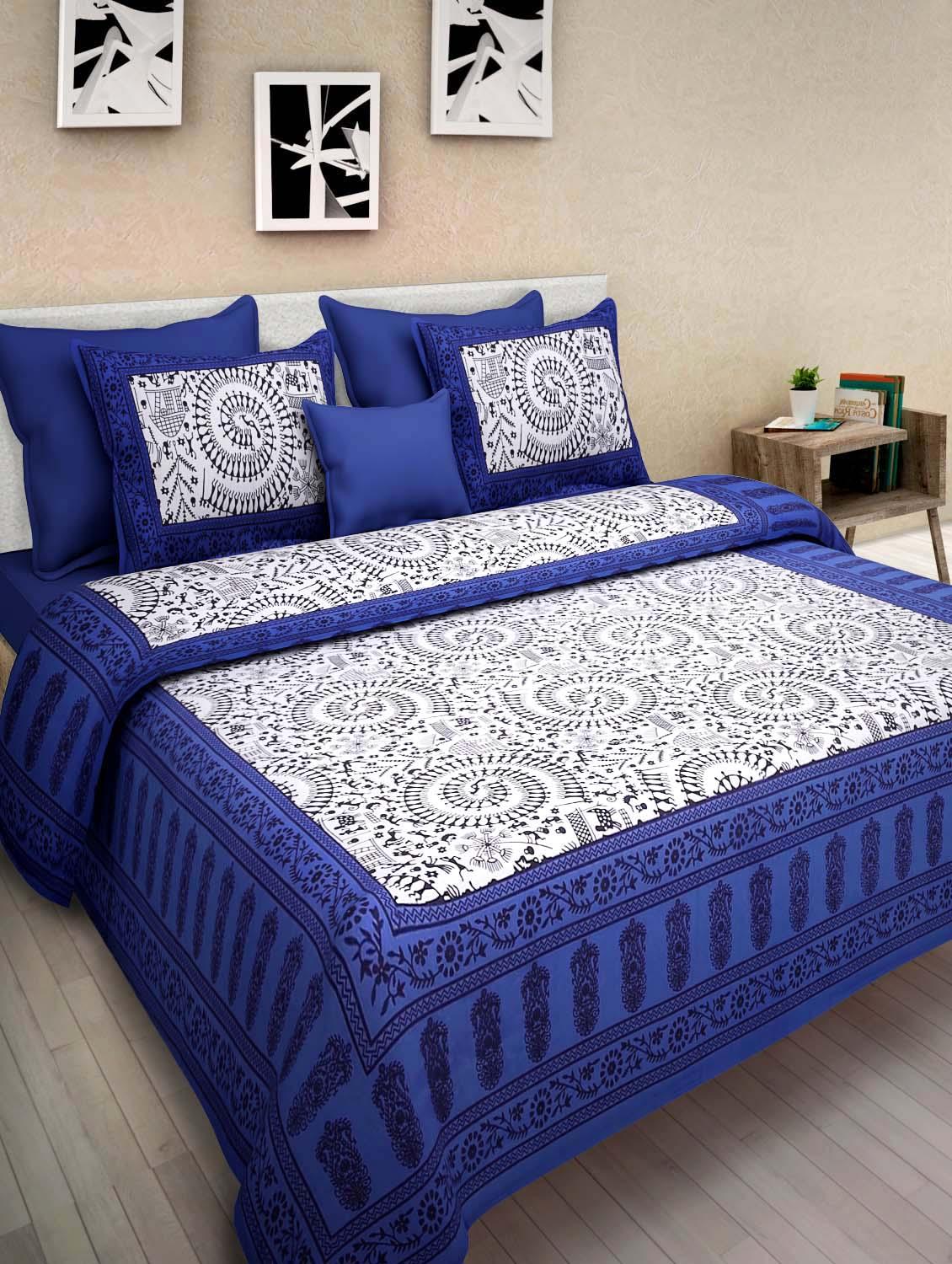 pure cotton 1 double bed sheet with 2 pillow cover - 9706141 - Zoom Image - 1