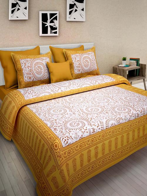 pure cotton 1 double bed sheet with 2 pillow cover - 9706150 - Standard Image - 1