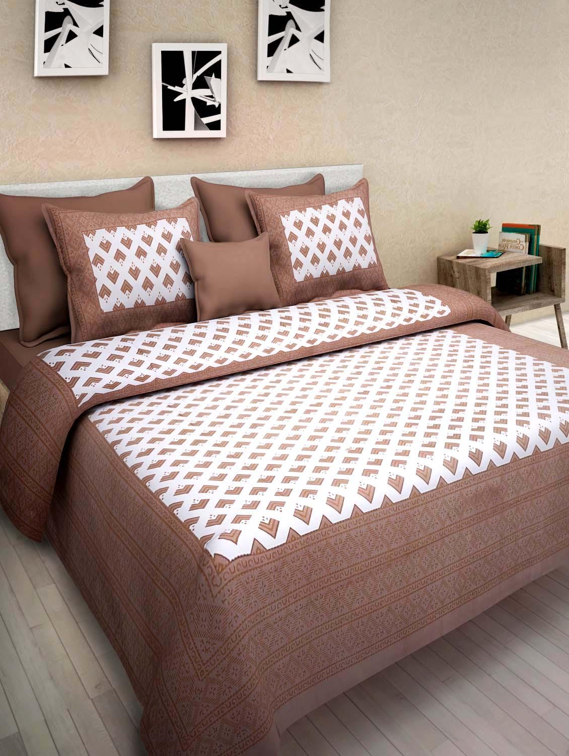 cotton double bed sheet with 2 pillow cover - 9706164 - Zoom Image - 1