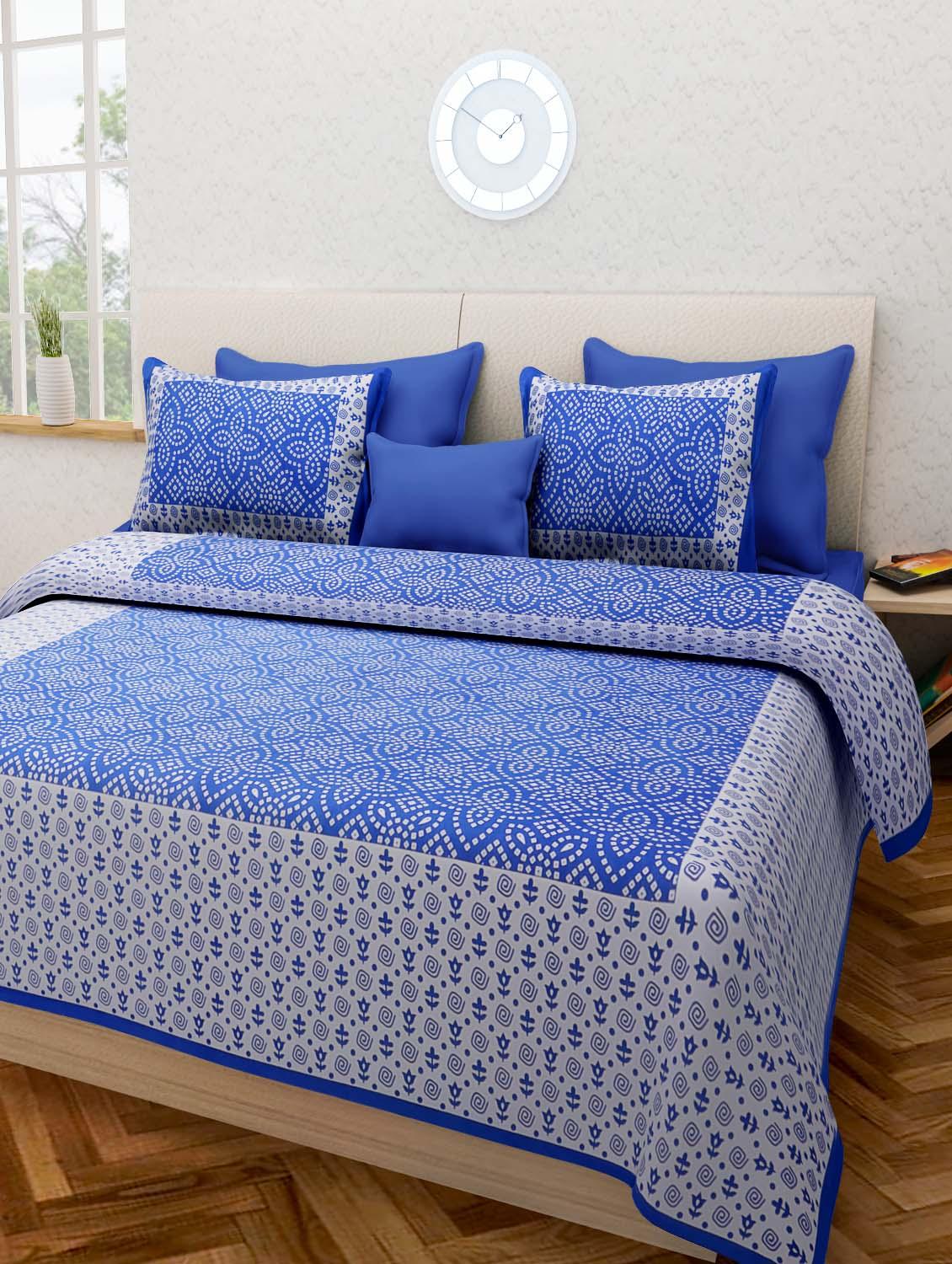 pure cotton jaipuri double bed sheet with 2 pillow cover - 9706241 - Zoom Image - 1