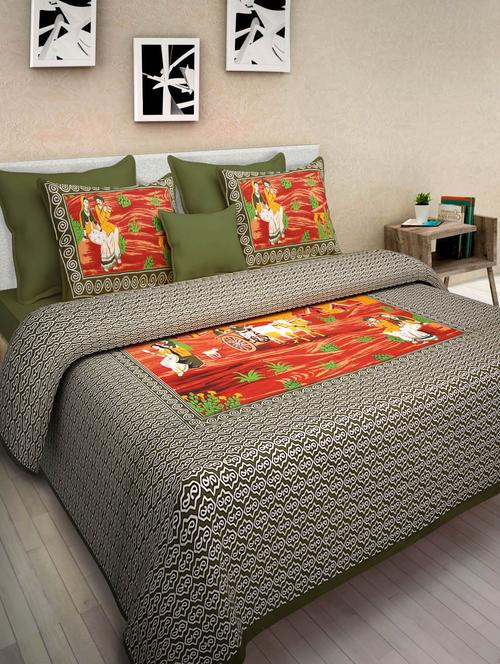 pure cotton jaipuri double bed sheet with 2 pillow cover - 9706276 - Standard Image - 1