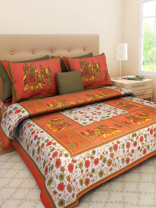 pure cotton jaipuri double bed sheet with 2 pillow cover - 9706328 - Standard Image - 1
