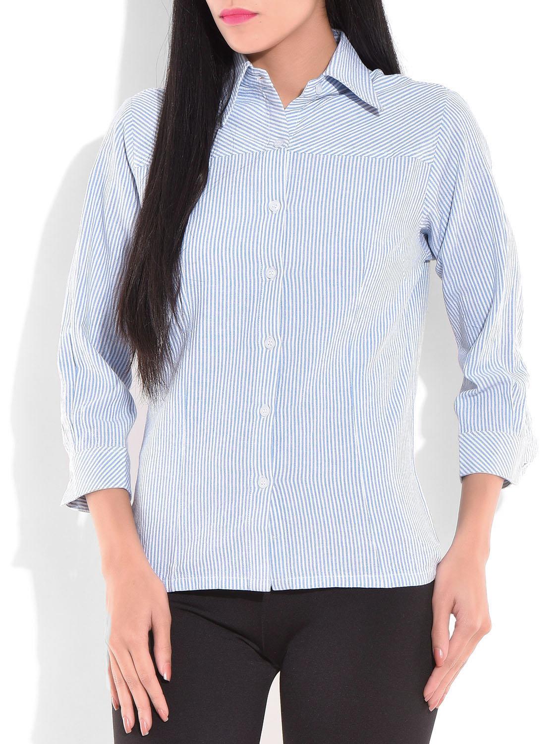 light blue and white striped cotton shirt - 9718023 - Zoom Image - 2