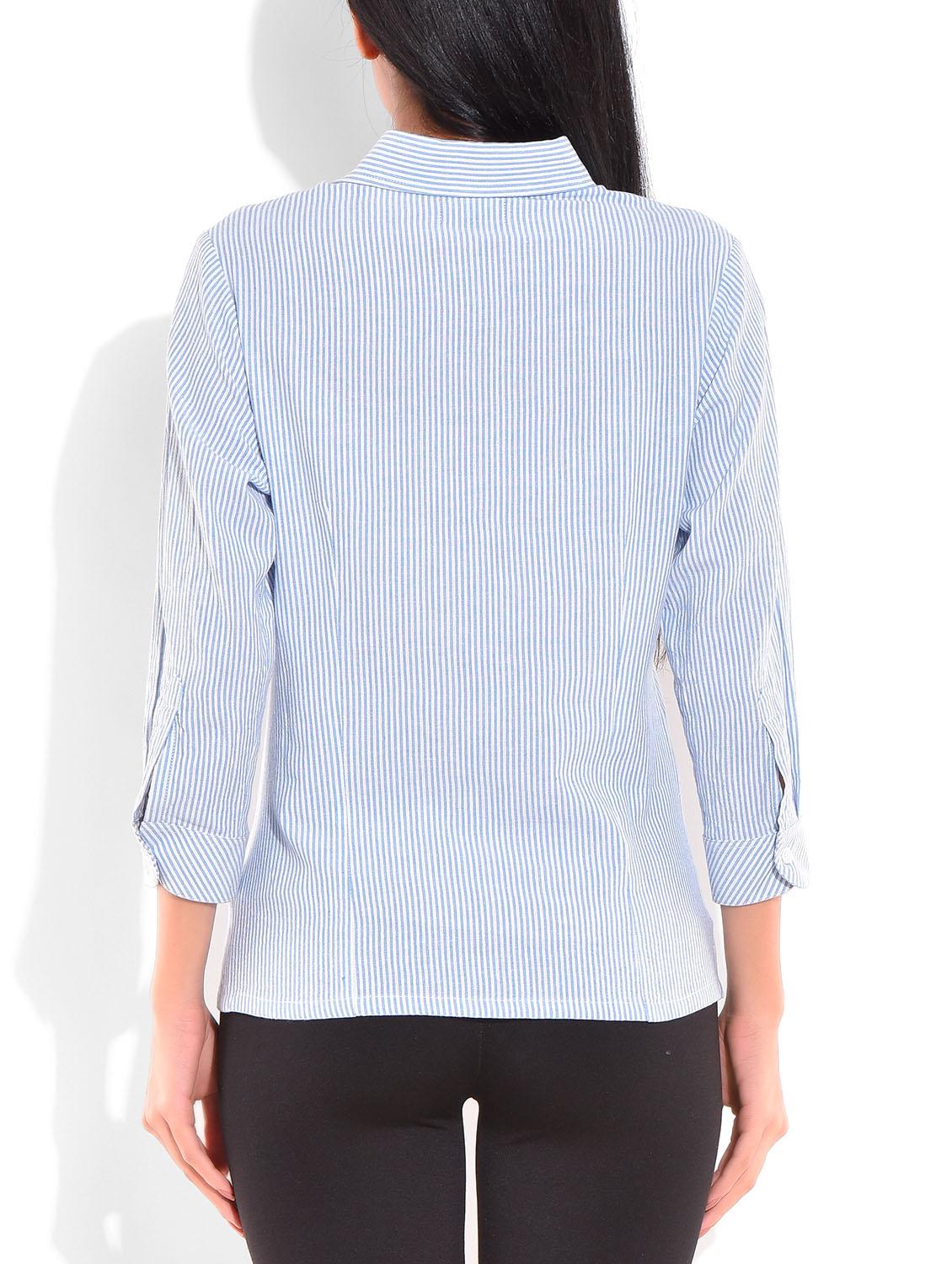 light blue and white striped cotton shirt - 9718023 - Zoom Image - 3