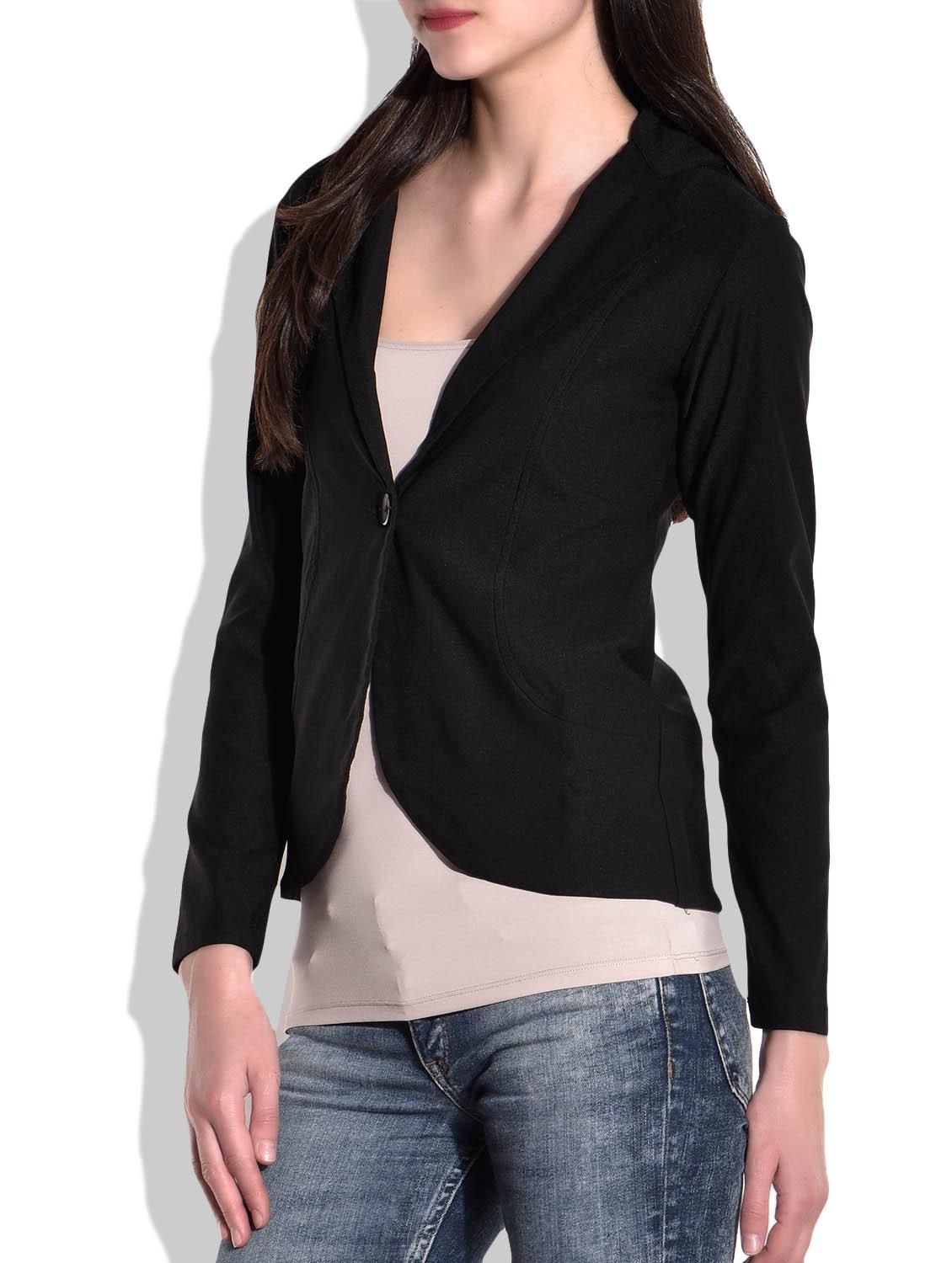 black single button casual blazer - 9718038 - Zoom Image - 2