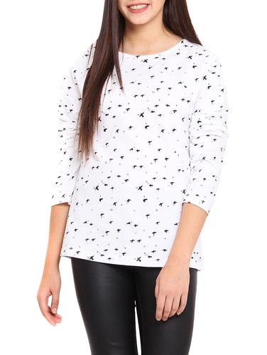 white birds printed cotton top - 9732976 - Very Small Image - 1