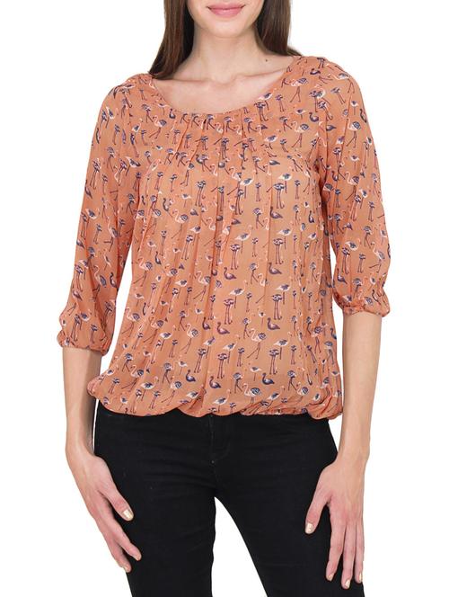 orange printed georgette top - 9737404 - Standard Image - 1