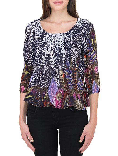 grey printed top - 9737405 - Standard Image - 1