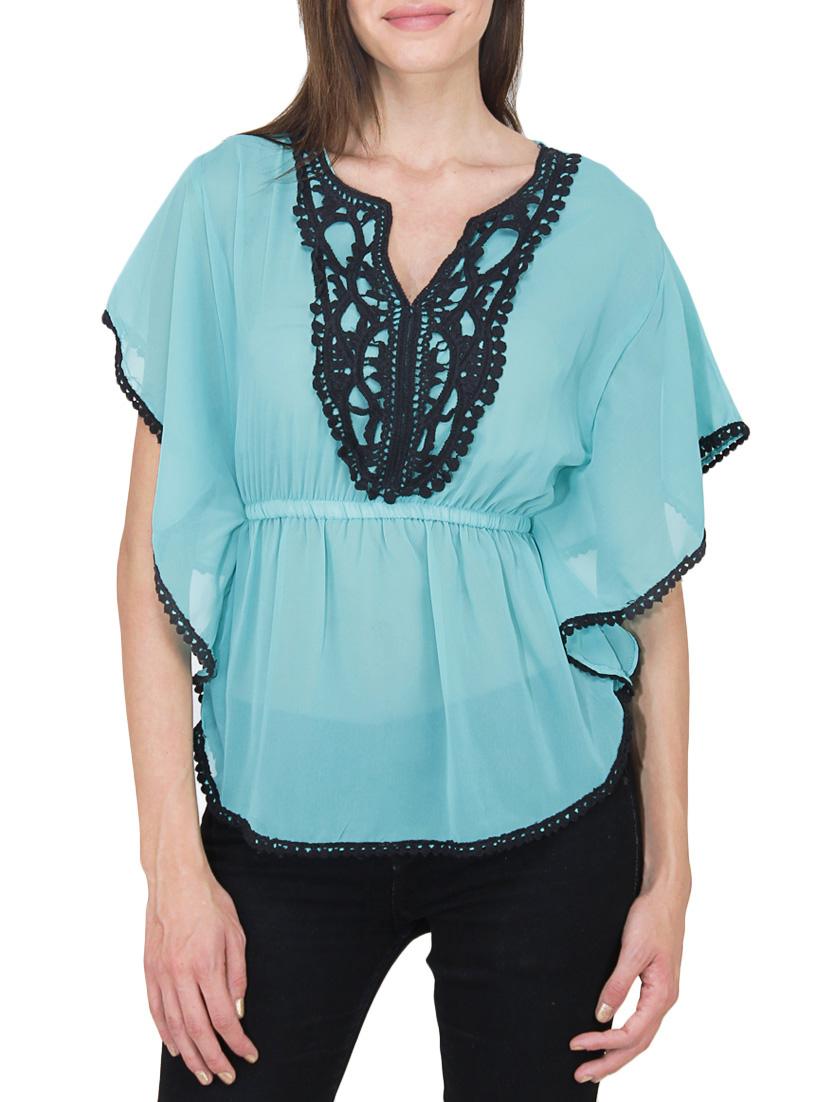 green georgette laced top - 9737454 - Zoom Image - 1