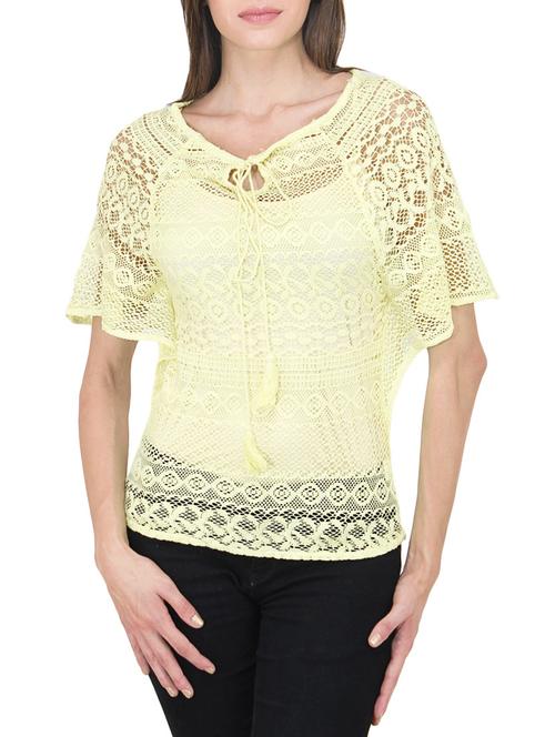 yellow net laced top - 9737464 - Standard Image - 1