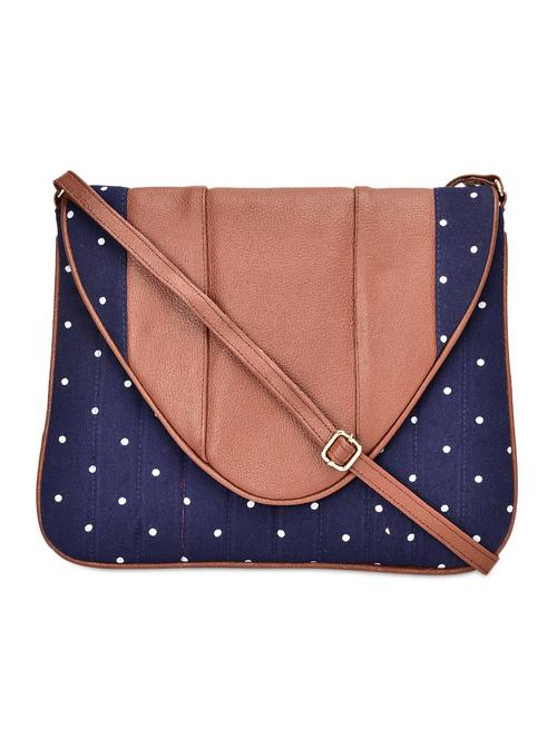 navy blue polka dotted textured sling bag - 9742770 - Very Small Image - 1