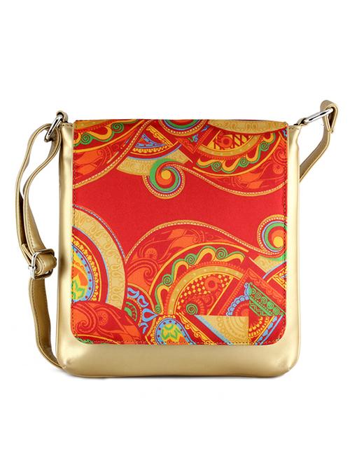 cream graphic printed artificial leather sling bag - 9758335 - Standard Image - 1