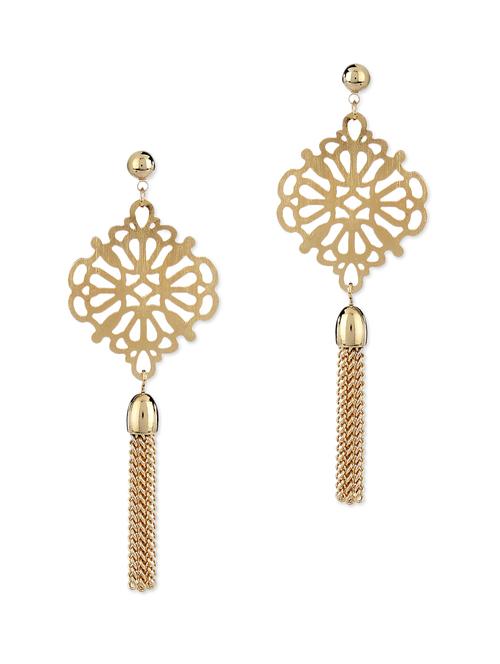 gold earrings framed flower earrings - 9758927 - Very Small Image - 1