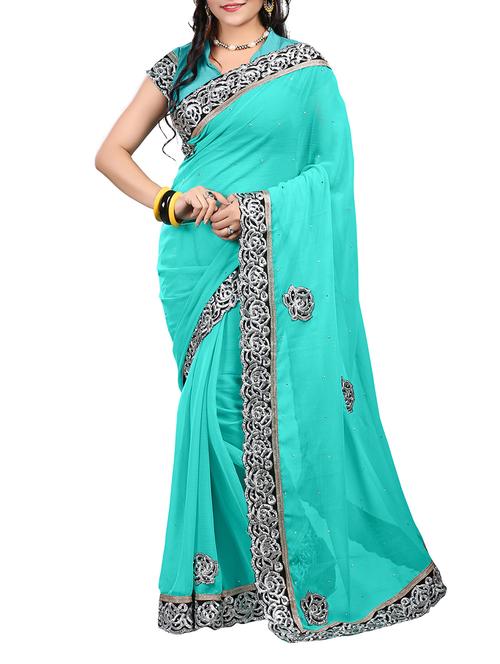 blue Chiffon saree - 9765212 - Standard Image - 1