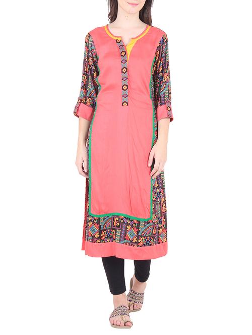 multicolor rayon and viscose kurta - 9771686 - Standard Image - 1