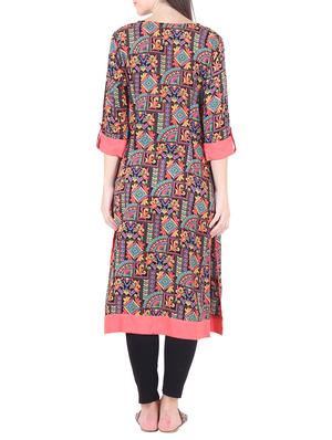 multicolor rayon and viscose kurta - 9771686 - Standard Image - 3
