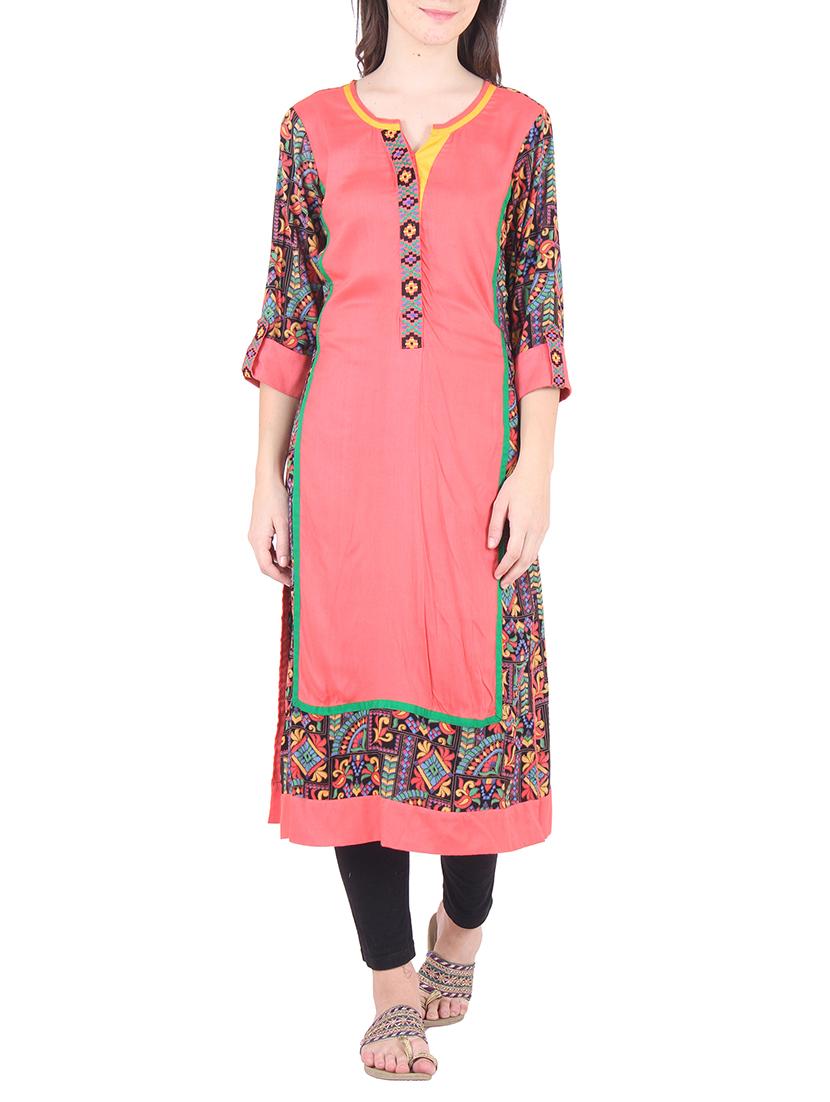 multicolor rayon and viscose kurta