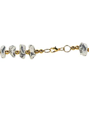 textured white acrylic stone with golden beads necklace - 977169 - Standard Image - 4