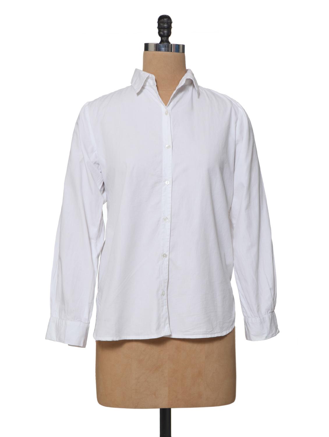 white asymmetric cotton shirt - 977801 - Zoom Image - 1