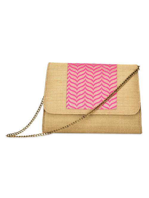 gold toned brocade silk sling bag - 9792254 - Standard Image - 1