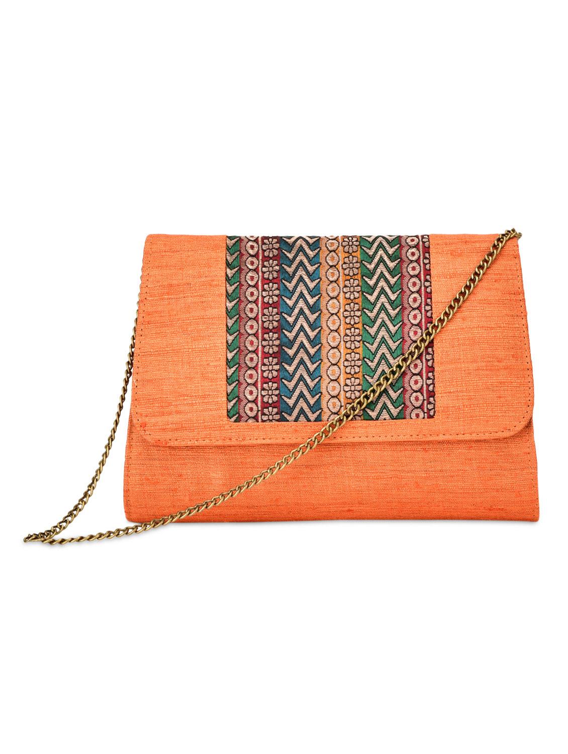 peach brocade silk clutch - 9792256 - Zoom Image - 1