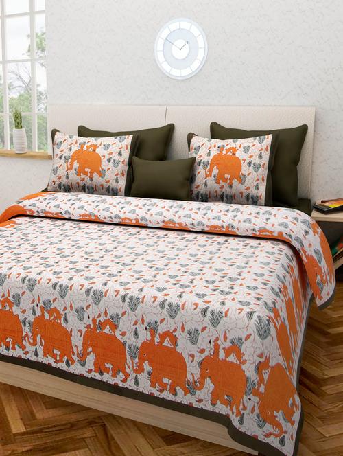 multi color cotton printed double besheet with two pillow covers. - 9794045 - Standard Image - 1