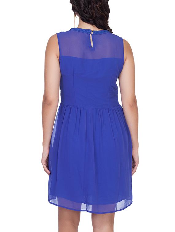 lace detail gathered a-line dress - 9794900 - Zoom Image - 3