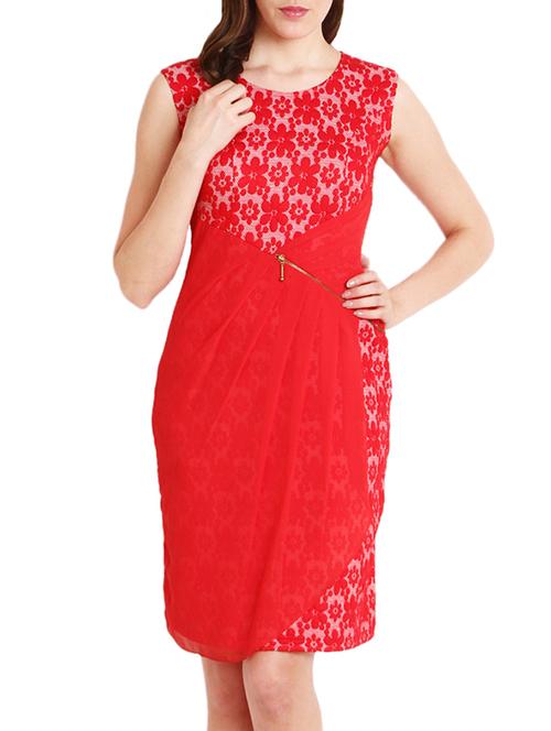 red georgette layered dress - 9794905 - Standard Image - 1