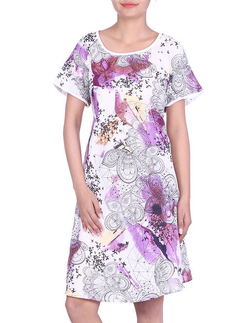 white butterfly and birds printed cotton dress - 9797142 - Standard Image - 1