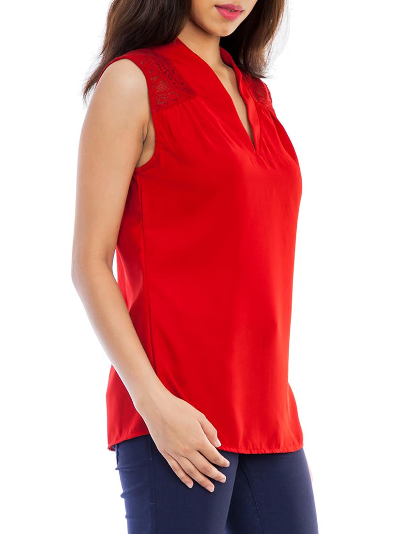 lace detail v- neck top - 9807131 - Zoom Image - 2