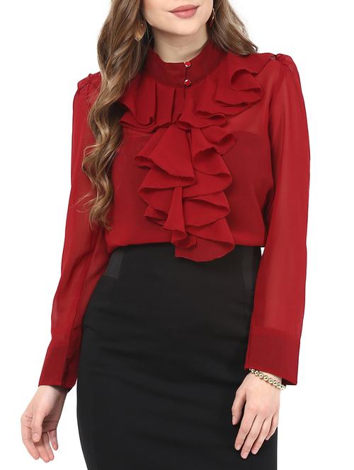 maroon Georgette shirt - 9811566 - Standard Image - 1