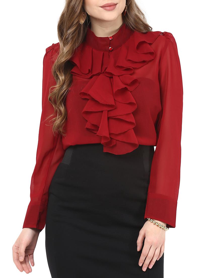 maroon Georgette shirt - 9811566 - Zoom Image - 1