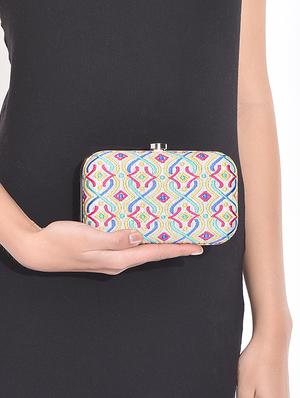 multicolored embroidered celtic knot inspired clutch - 9819427 - Standard Image - 2