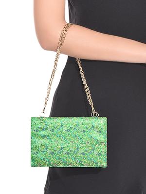 green floral brocade clutch - 9819437 - Standard Image - 2