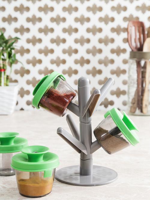 Pop -up Spice rack with 6 container, lid and stand - 9819879 - Very Small Image - 1