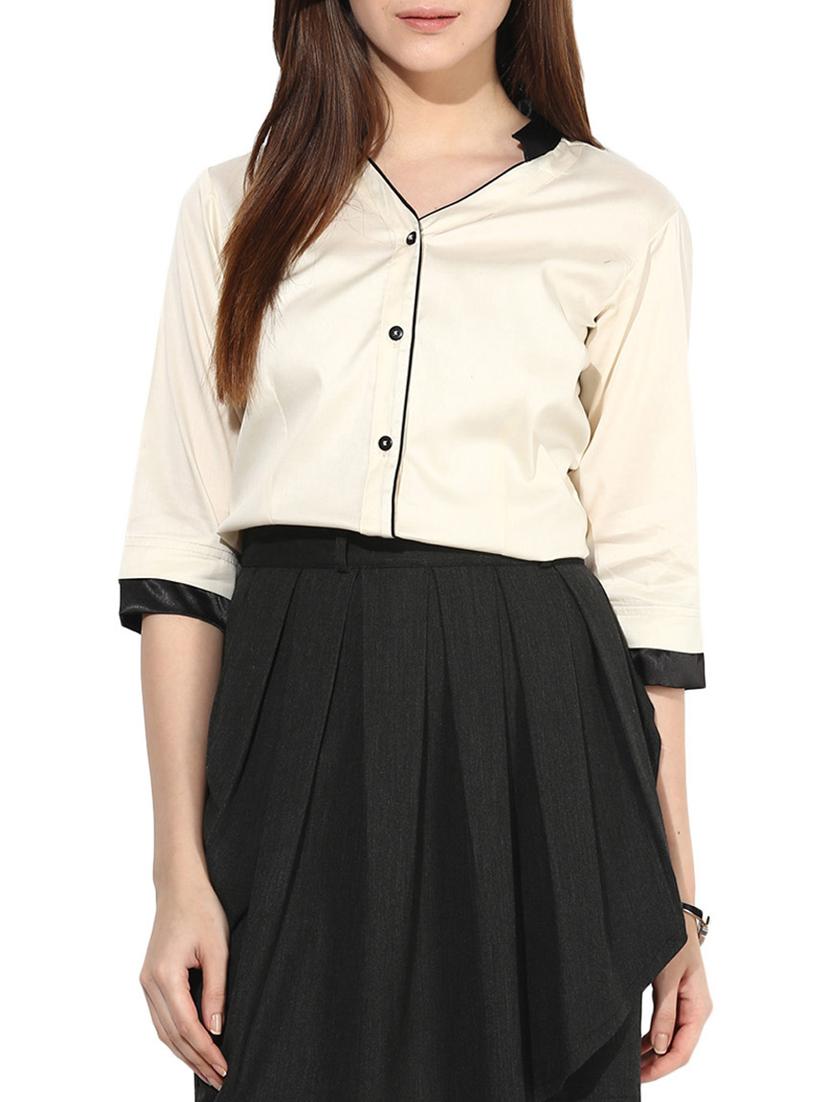beige cotton shirt - 9821234 - Zoom Image - 1