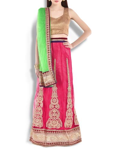 Gold and Pink Zardosi Embroidered Lehenga - 9823219 - Very Small Image - 1