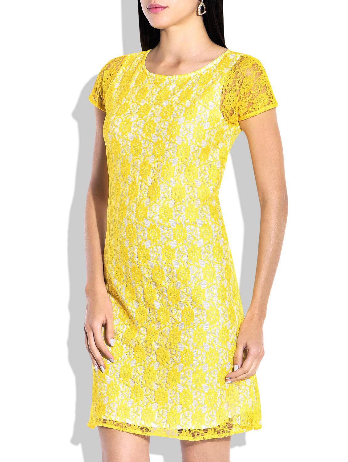 yellow dress with lace details - 9837565 - Zoom Image - 2