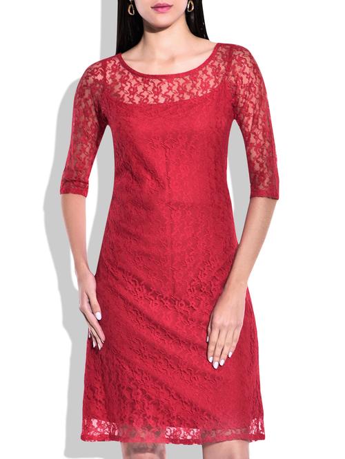 red crepe sheath dress - 9837566 - Standard Image - 1