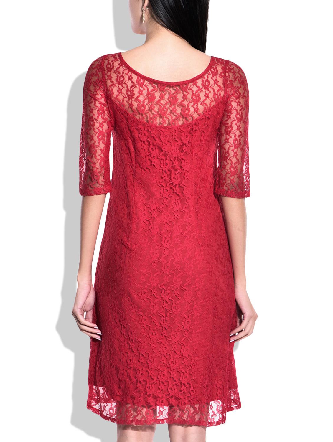 red crepe sheath dress - 9837566 - Zoom Image - 3